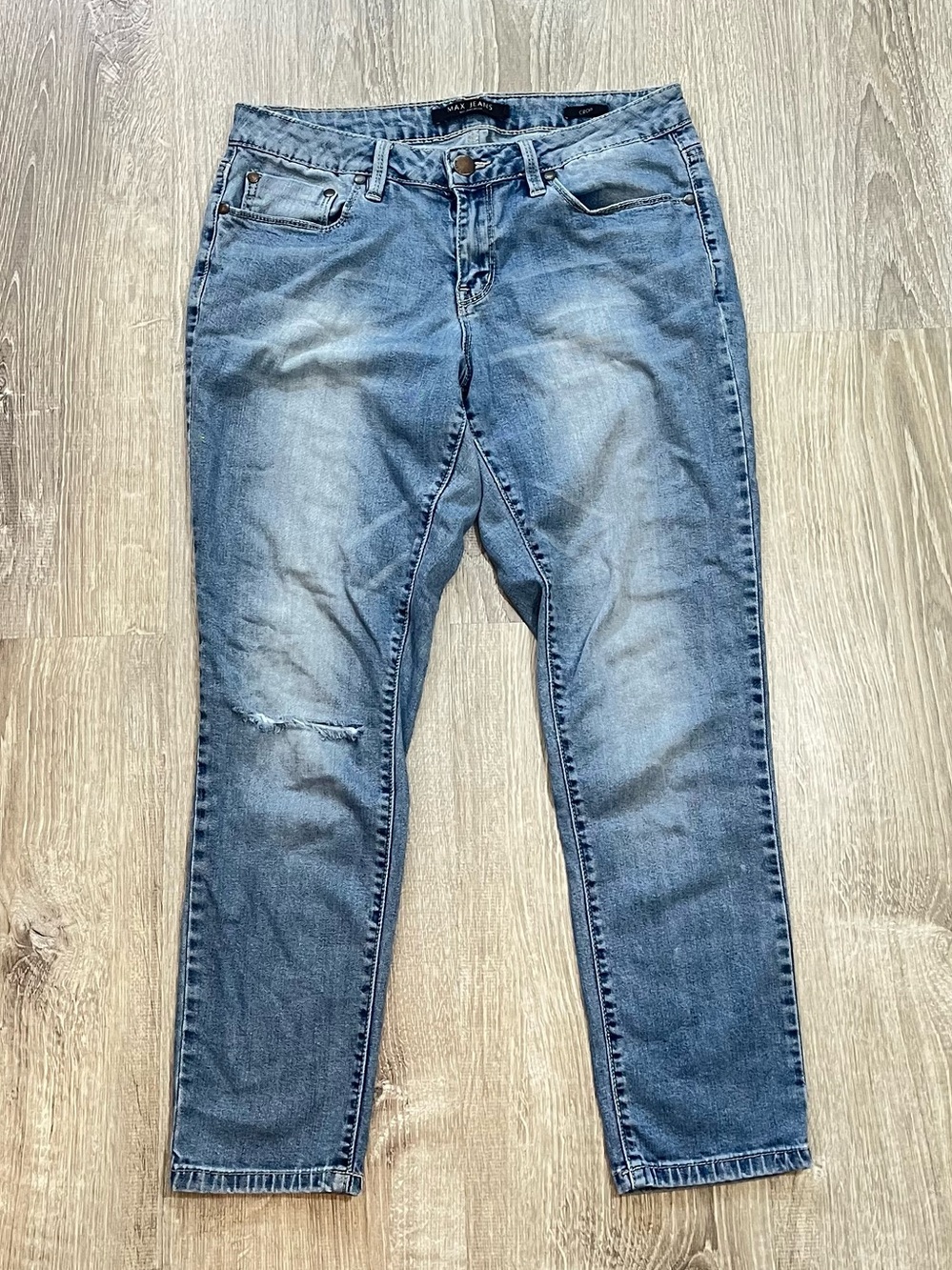 Max Jeans Size 8 Blue Light Wash Lyocell Cotton Cropped Ankle Denim Jeans Pants